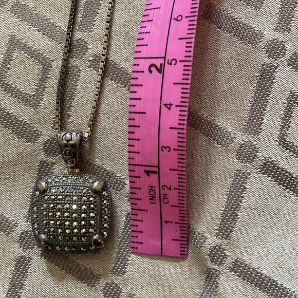 Vintage Swarovski Mercasite studded Pendant on Marc Sterling Silver Necklace - Picture 9 of 10